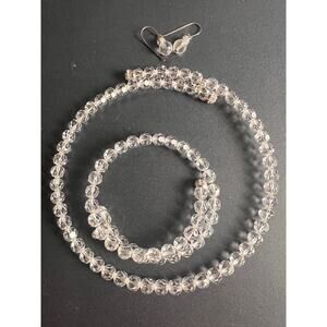 Swarovski Clear Faceted Crystal 3pc Jewelry Set - Necklace, Bracelet, Earrings